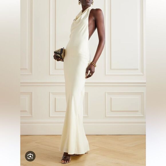 STAUD Giuseppe Draped Crepe Halter Neck Maxi Dress NWT - Picture 3 of 5